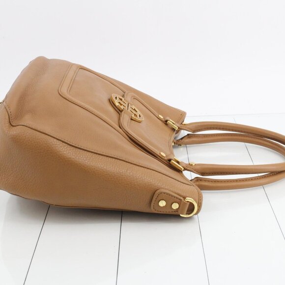 Tory Burch Amanda Logo Flap Zip Tote Shoulder Bag Camel Leather - Picture 3 of 9